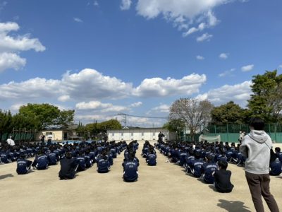 4月12日(月)：3学年　学活 避難訓練